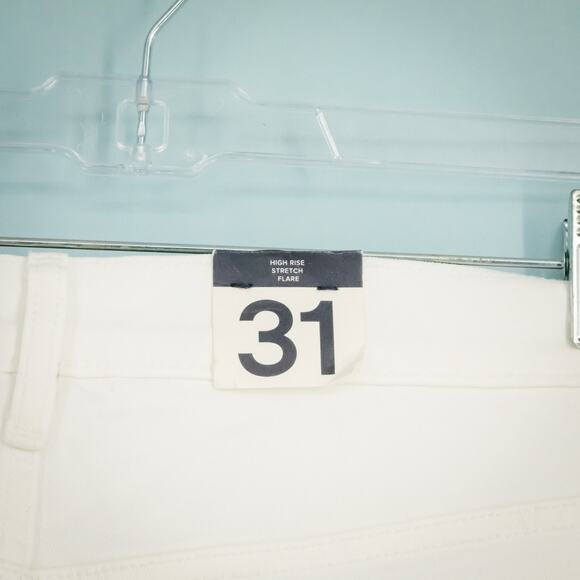 Gap 31 Size 12 White 70s Flare High Rise Stretch Button Zip Denim Jeans NEW - Picture 4 of 9